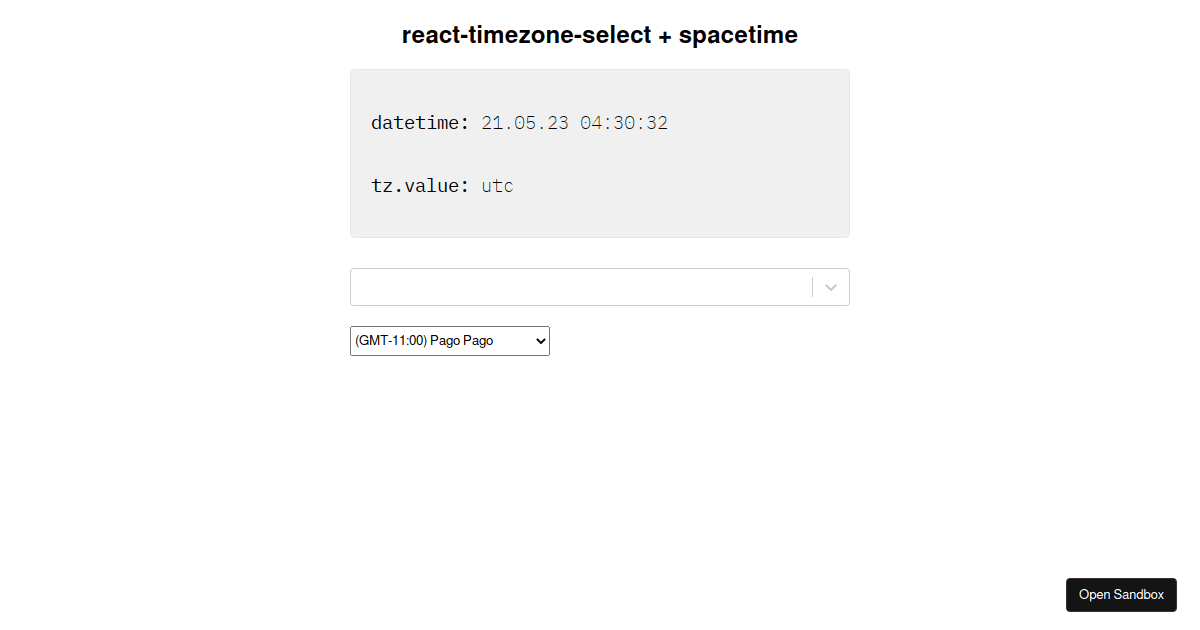 reacttimezoneselect usage (forked) Codesandbox