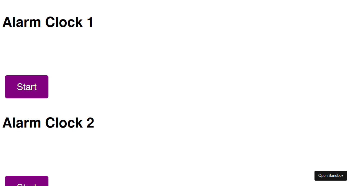 RxJS + React Alarm clock (forked) r2 Codesandbox