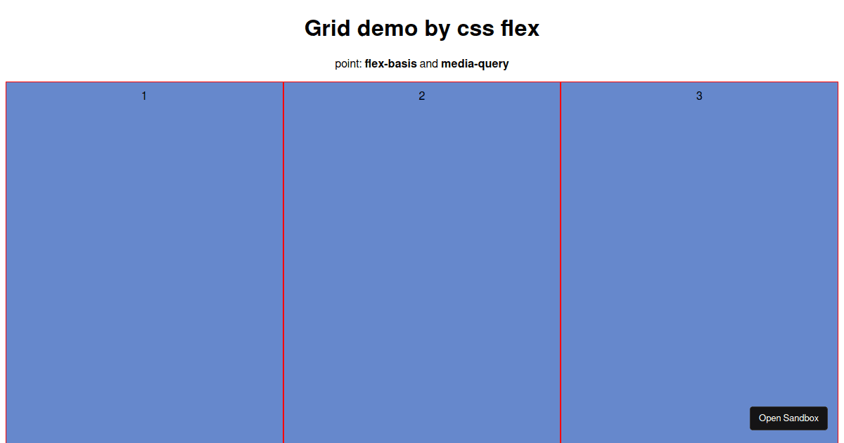 Grid by css flex Codesandbox