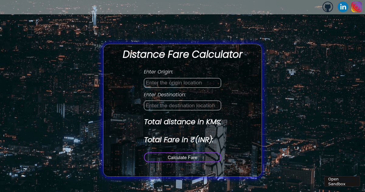Kar4345/TaxiFareCalculator Codesandbox
