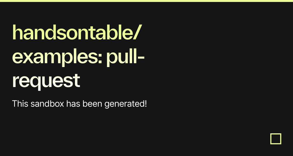 handsontable/examples pullrequest Codesandbox