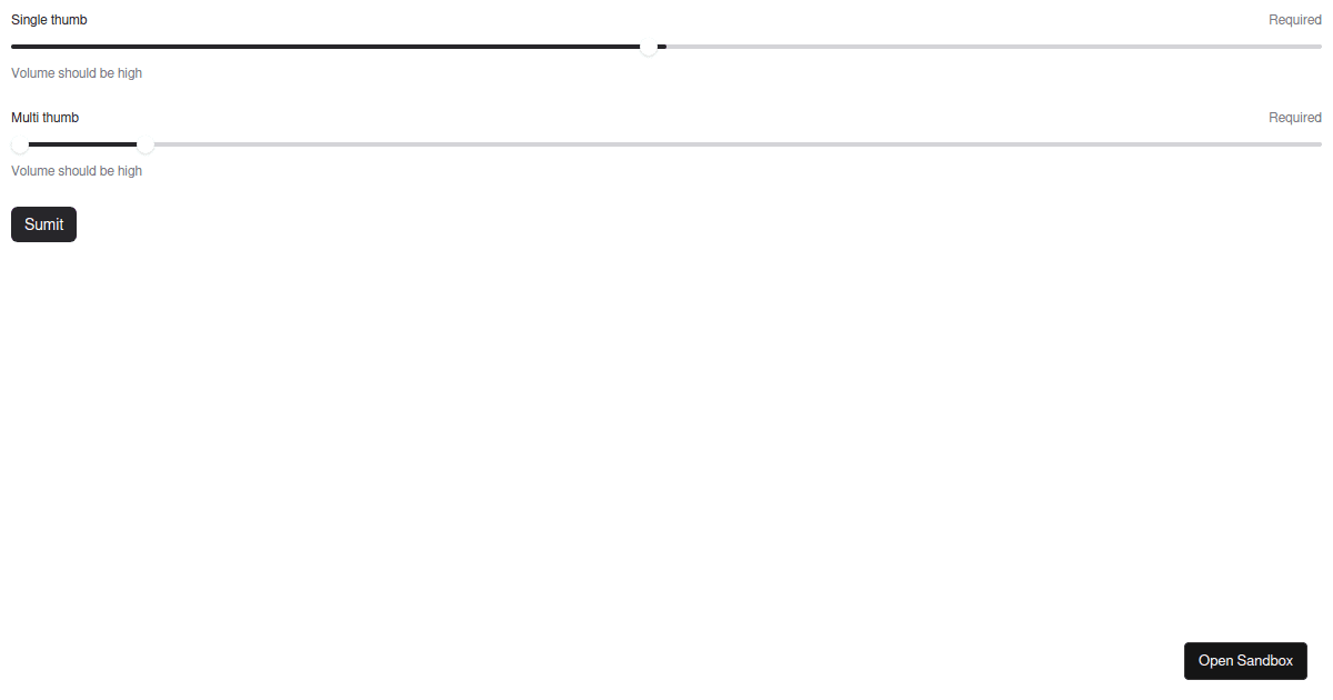 renderlesskitreacthookformslider Codesandbox