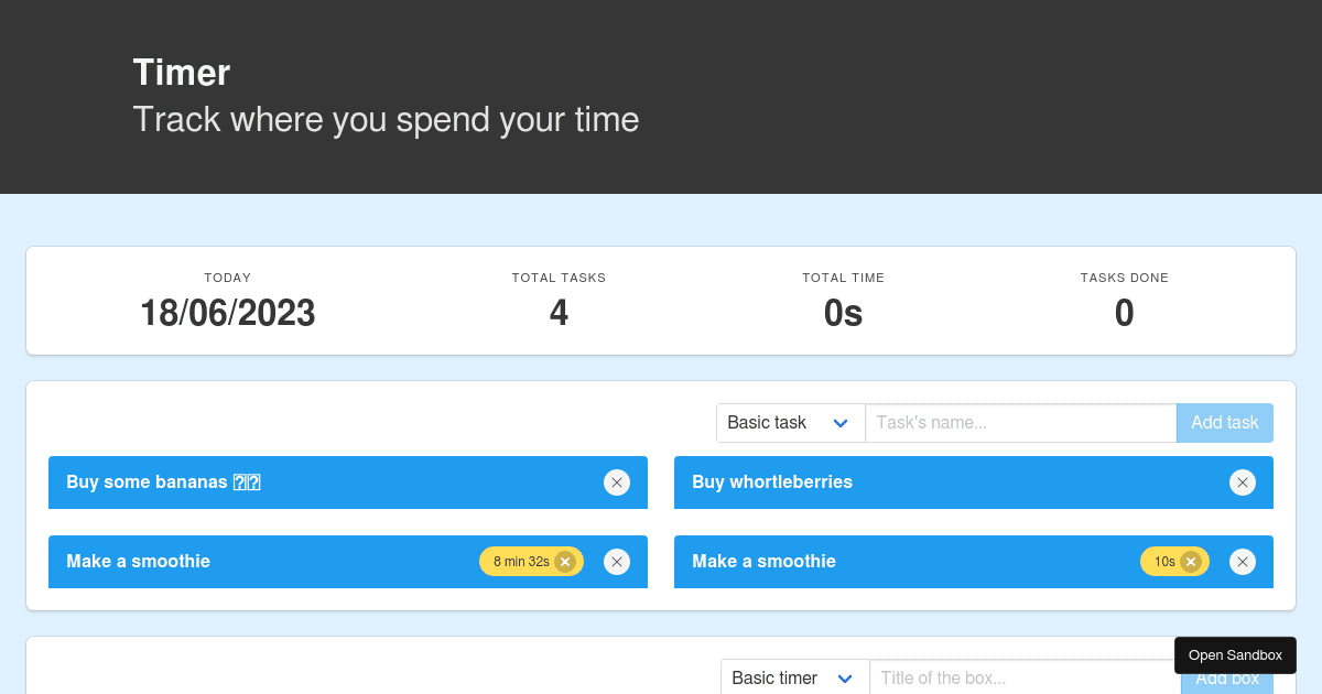stopwatch Codesandbox