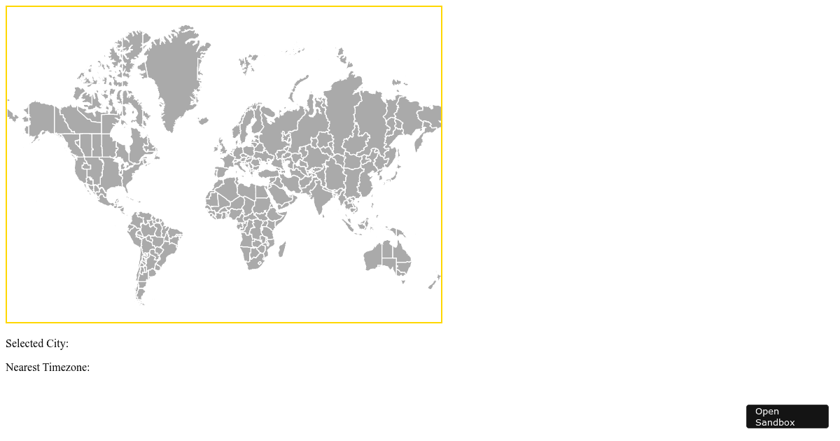timezonemappickermappingreacttimezoneselect Codesandbox