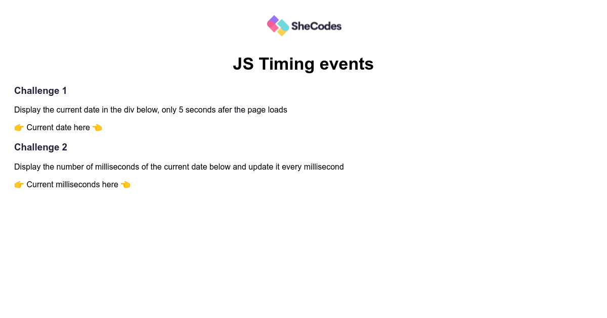 JS Timing Events / Challenge Codesandbox