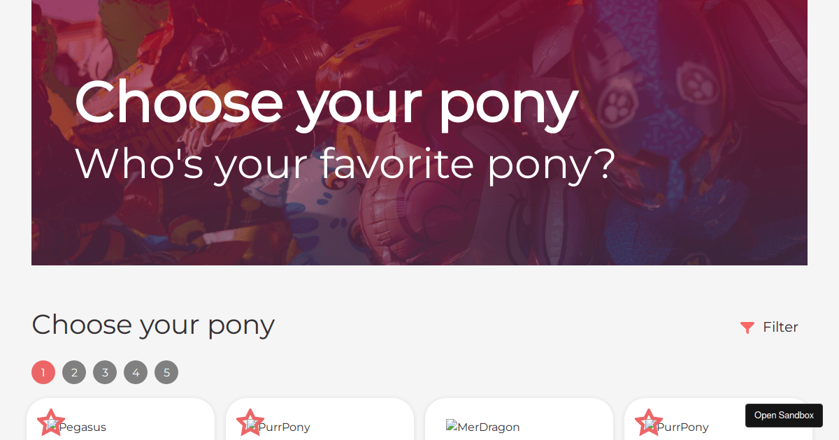 Pony Store Codesandbox