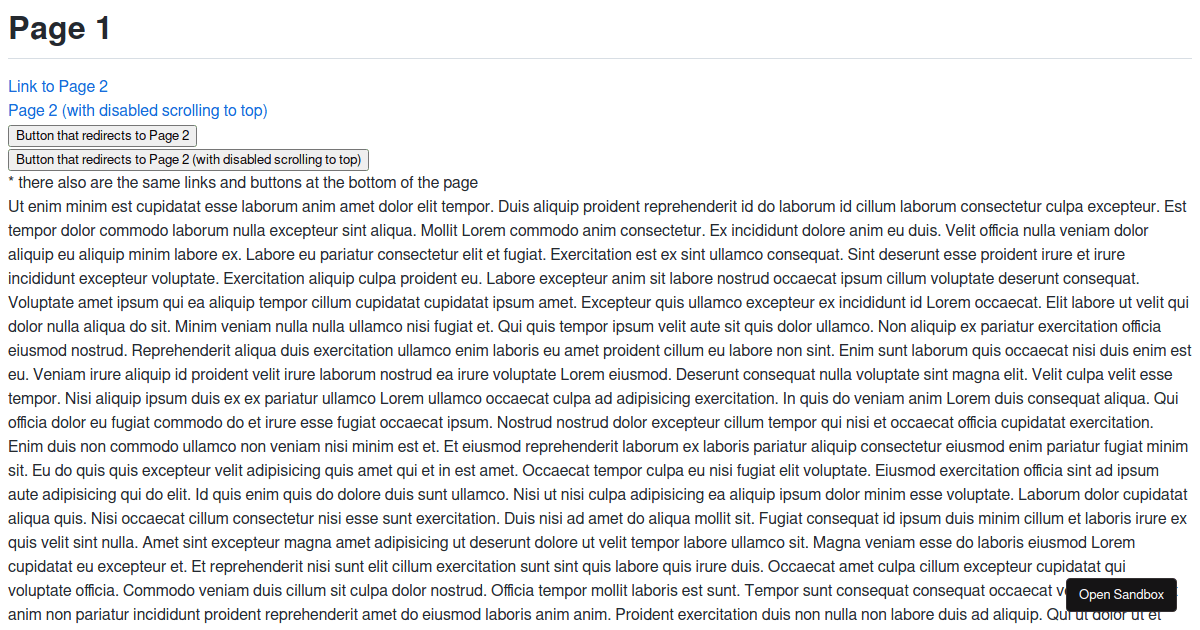 reactrouterscrolltotop Codesandbox