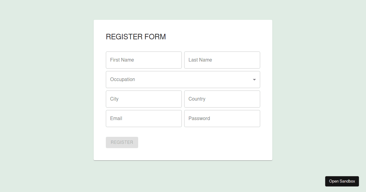 Material UI Form Codesandbox