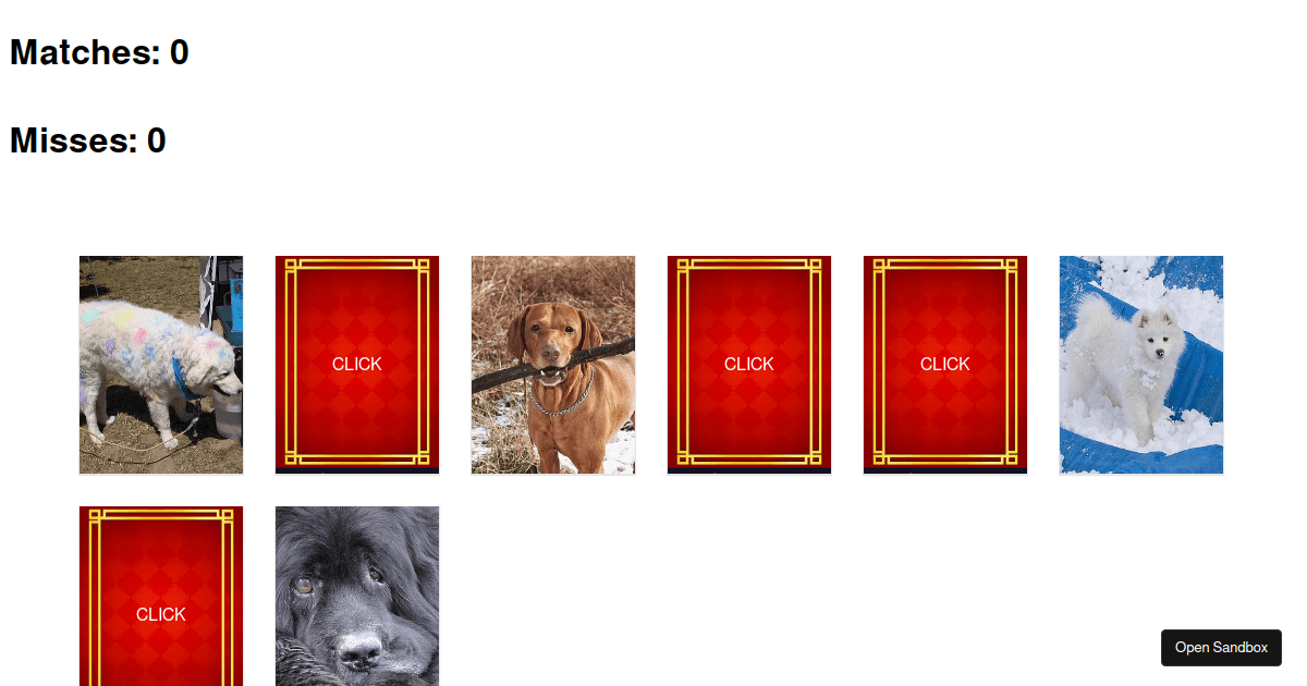 React Match Game Codesandbox