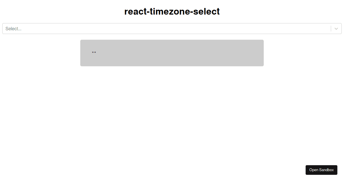 reacttimezoneselect test latest next.js Codesandbox