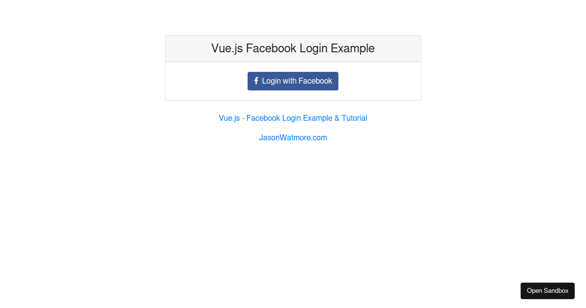 Vue.js Facebook Login Example Codesandbox