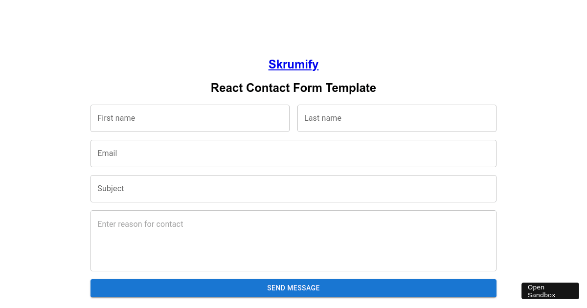 Skrumify React Contact Form Codesandbox