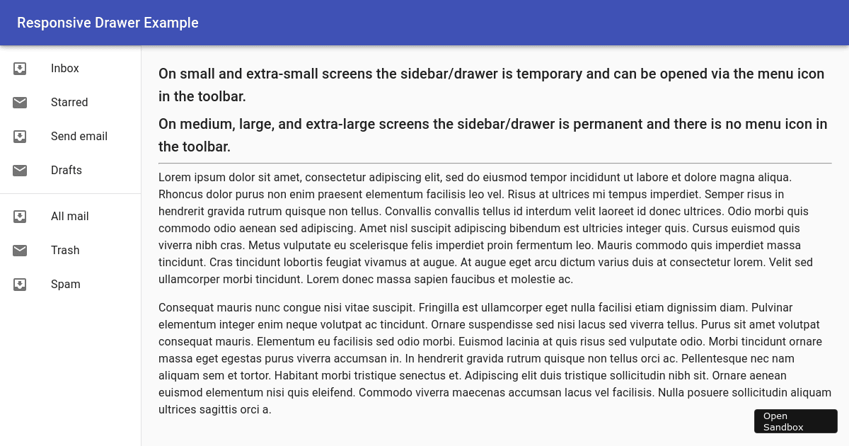 materialuiresponsivedrawer Codesandbox