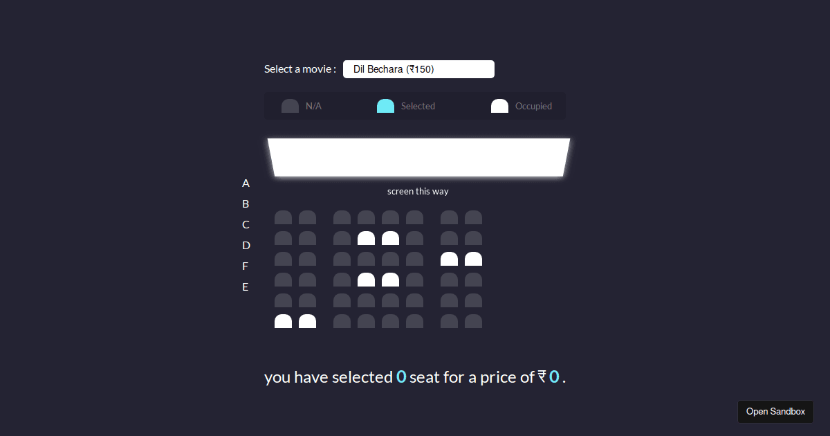 Movieseatbooking Codesandbox