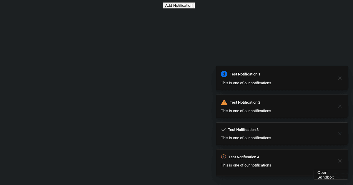 Notifications Test Codesandbox