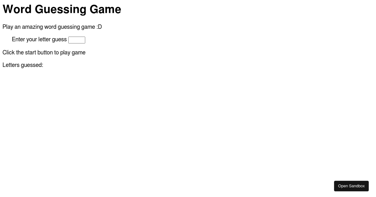 Word Guessing Game Codesandbox