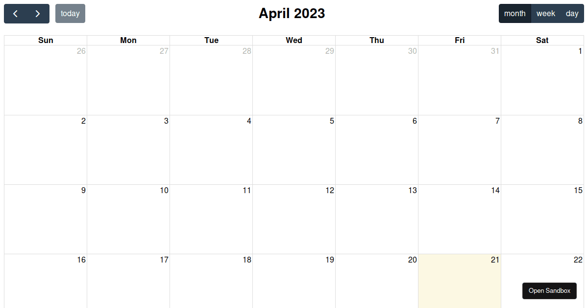 React FullCalendar(Test) (forked) Codesandbox