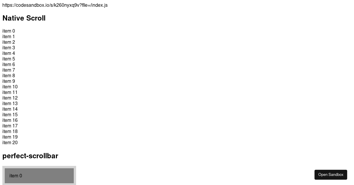 reactbeautifuldnd+perfectscrollbar (forked) Codesandbox