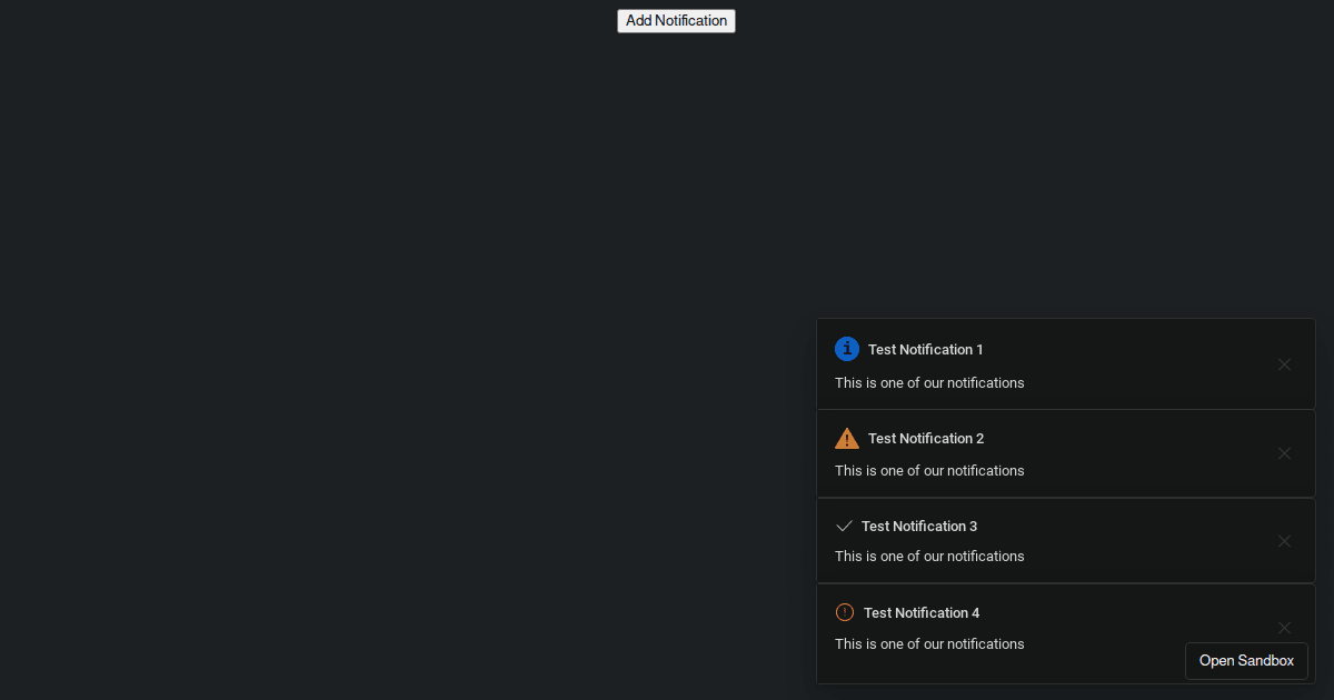 Notifications Test Codesandbox