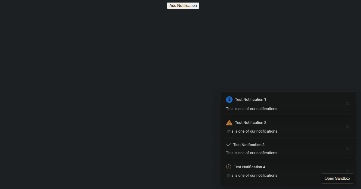 Notifications Test Codesandbox