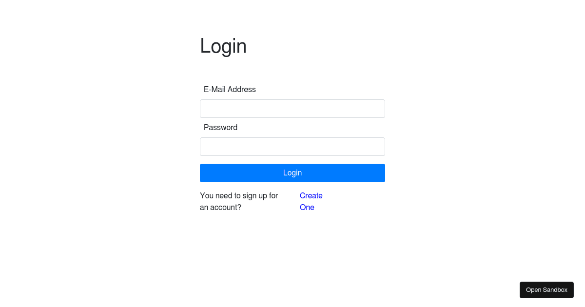 Login Forms with User Authentication Codesandbox