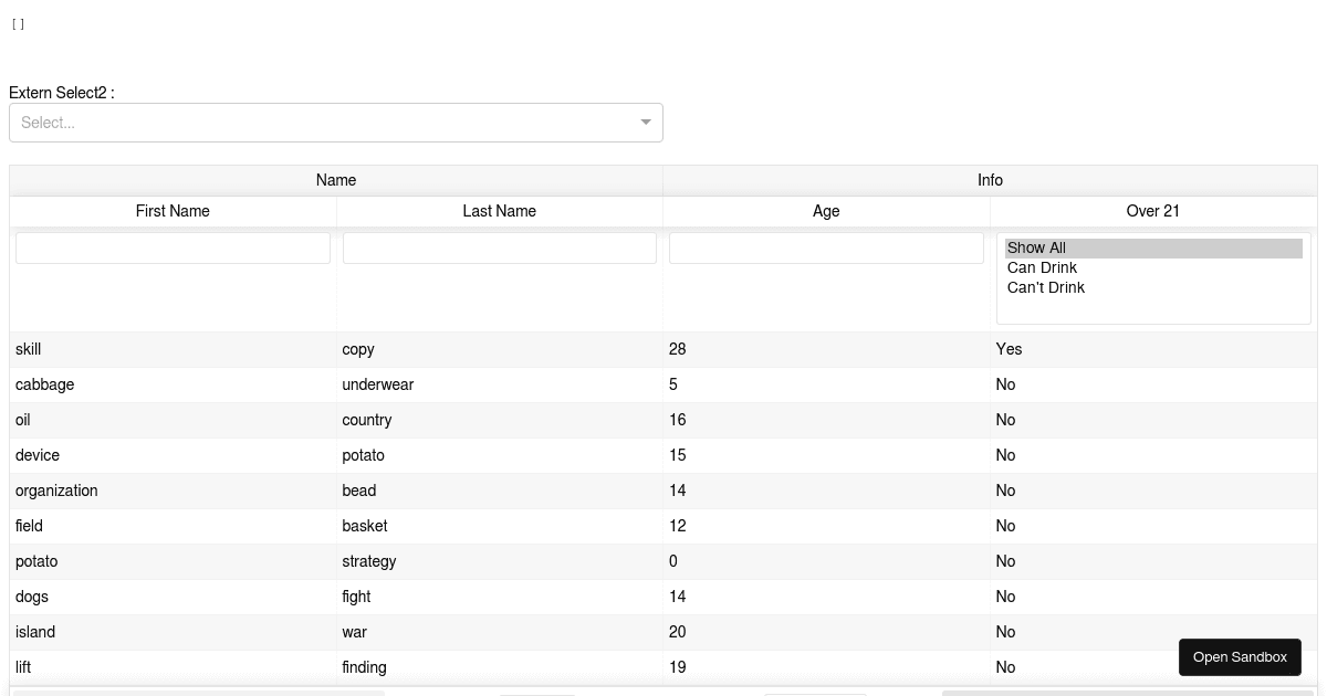 ReactTable Custom Filtering + Multiple values filter (forked