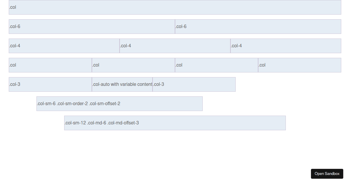 Bootstrap Grid Demo on React using Reactstrap Codesandbox