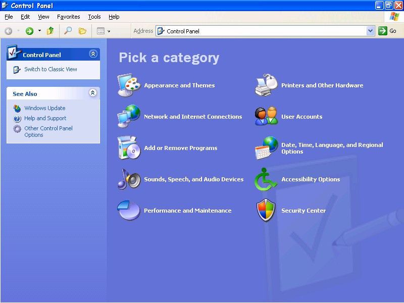 Windows XP / Control Panel (ModemHelp)