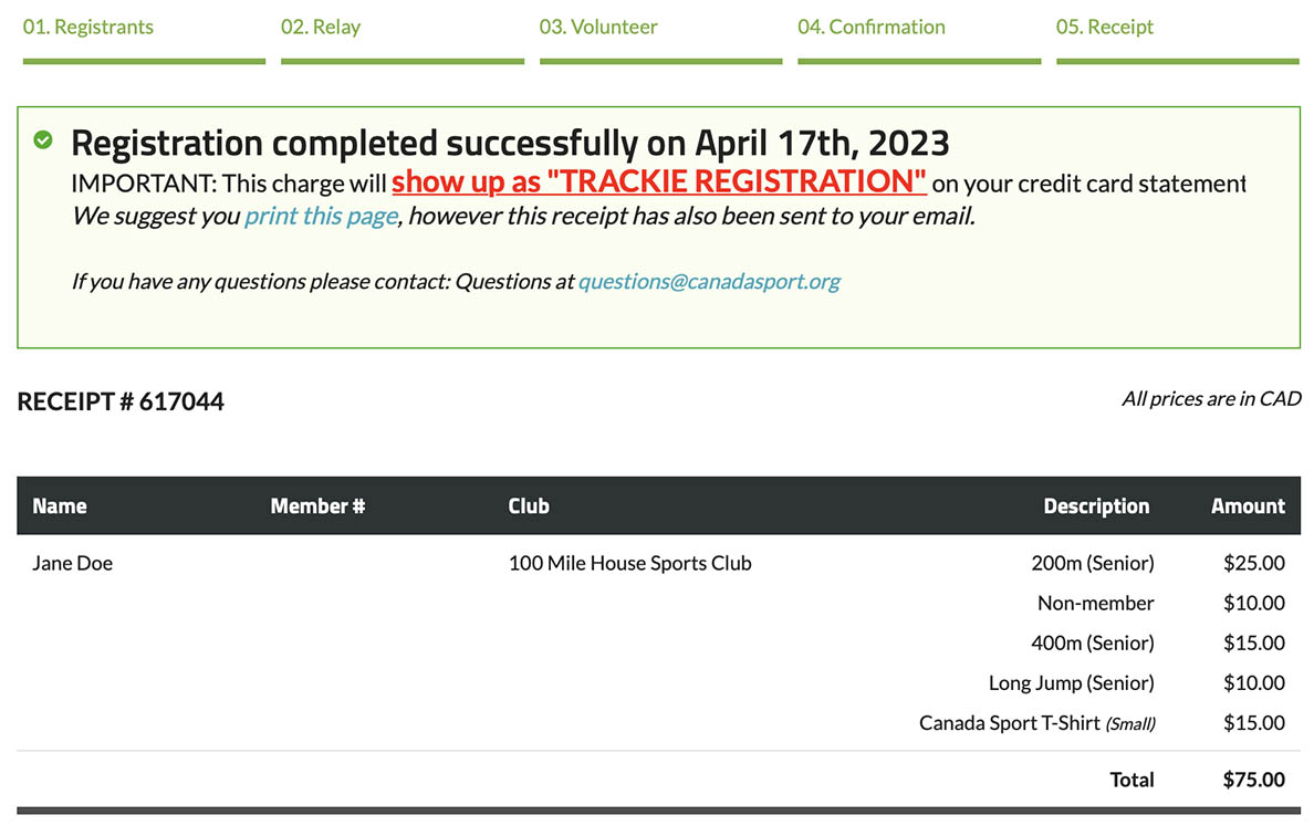 SC Registrations Online registration services for events