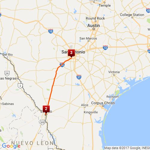 Laredo, TX to San Antonio Scribble Maps