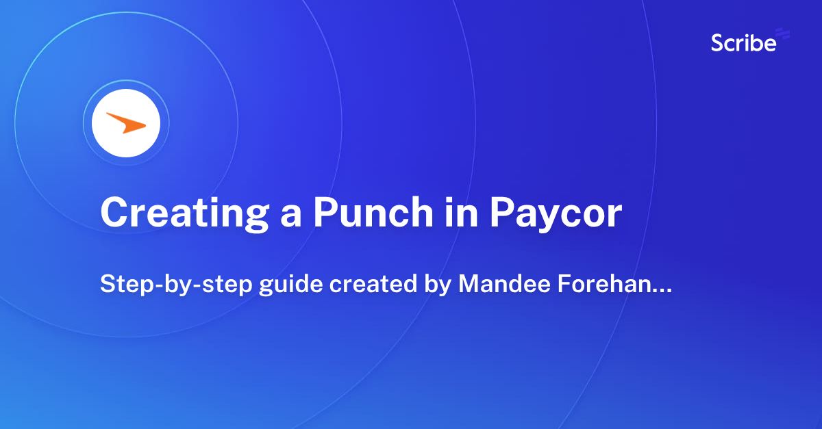 Creating a Punch in Paycor Scribe