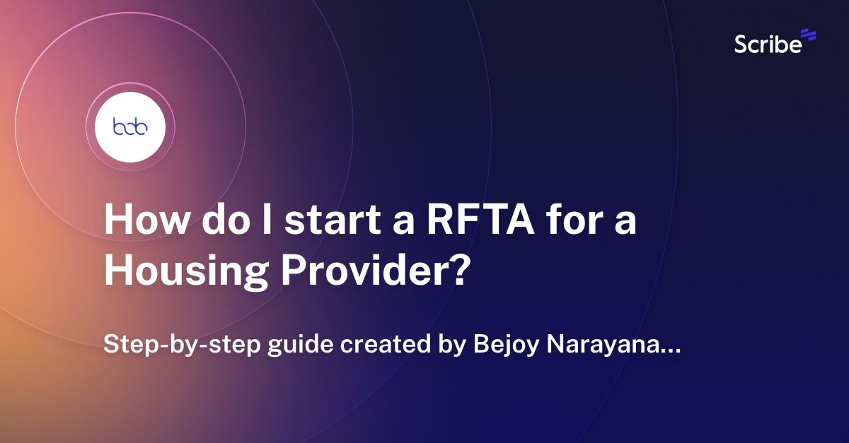 How do I start a RFTA for a Housing Provider? Scribe
