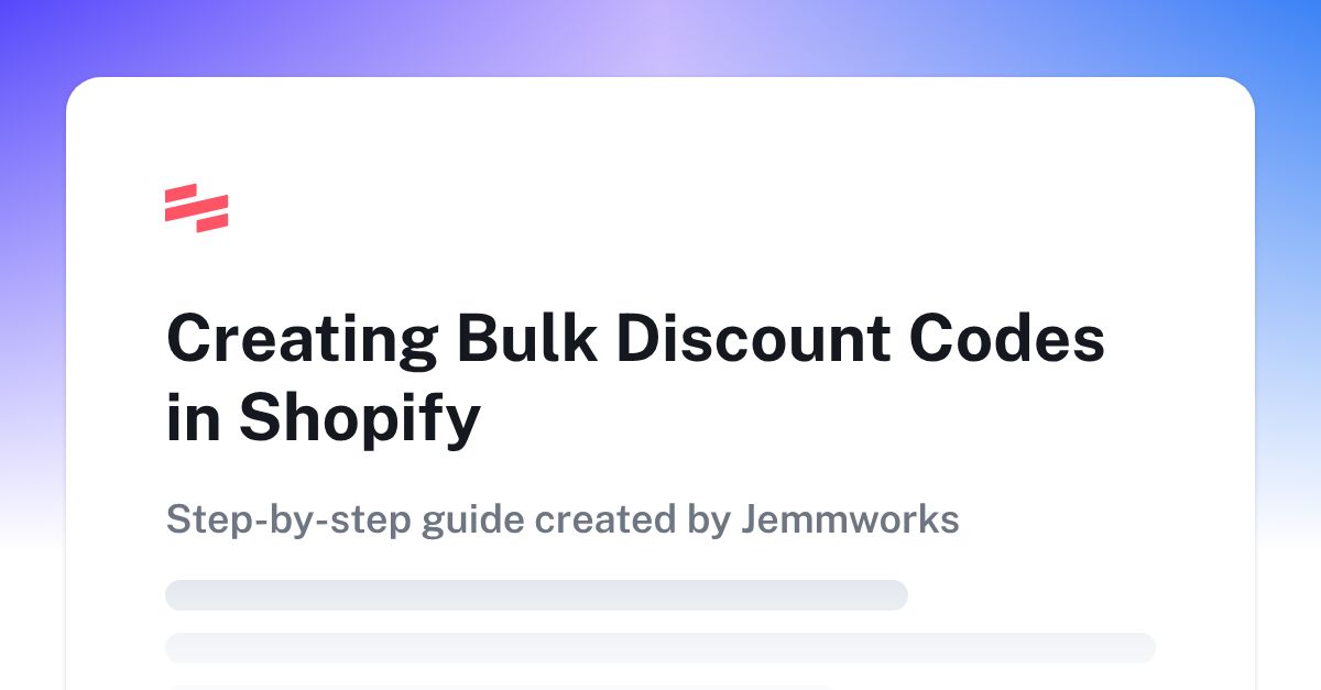 Creating Bulk Discount Codes in Shopify Scribe