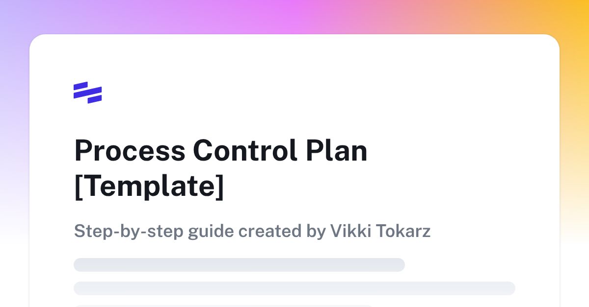 Process Control Plan [Template] Scribe