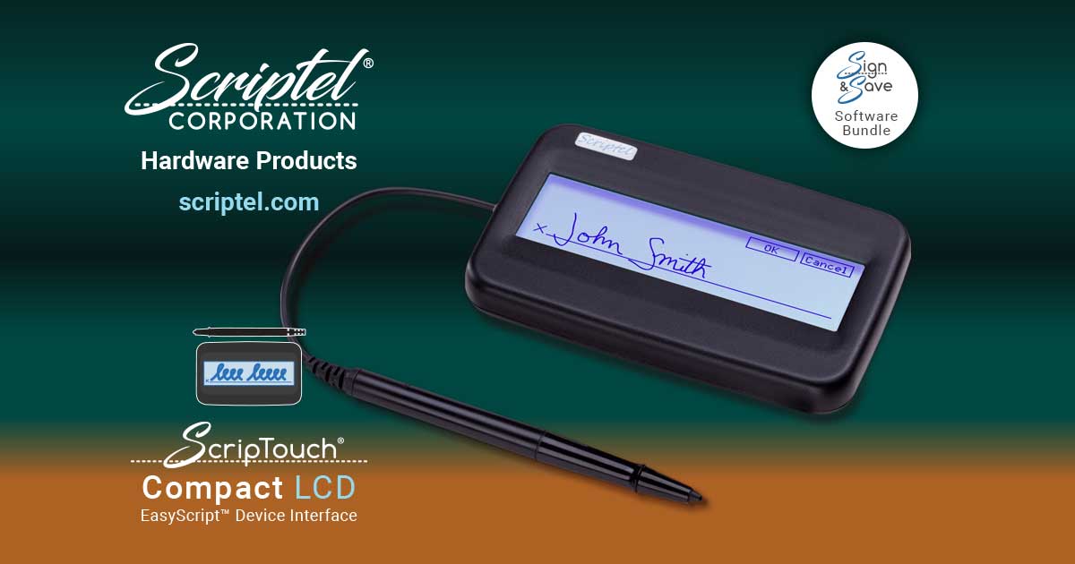 Portable Signature Pad ScripTouch Compact LCD, with Sign & Save