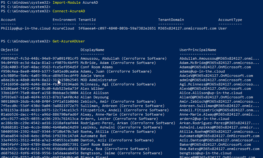 How to install and use the AzureAD PowerShell module Scripting up in