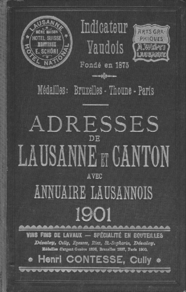 Indicateur vaudois livre d'adresses de Lausanne et du canton de Vaud