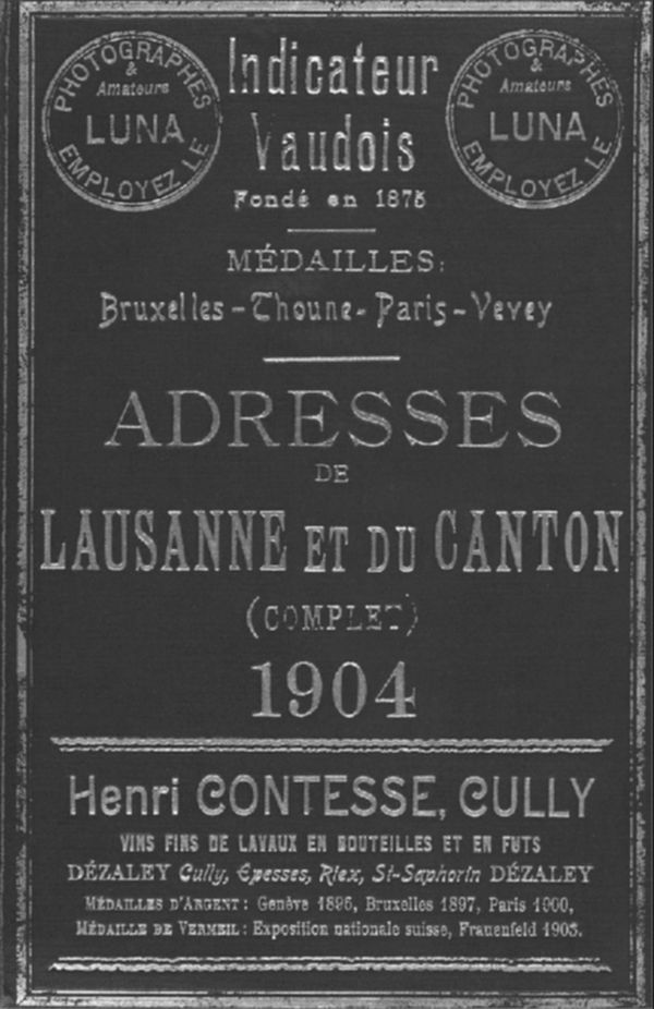 Indicateur vaudois livre d'adresses de Lausanne et du canton de Vaud