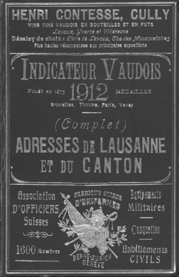 Indicateur vaudois livre d'adresses de Lausanne et du canton de Vaud