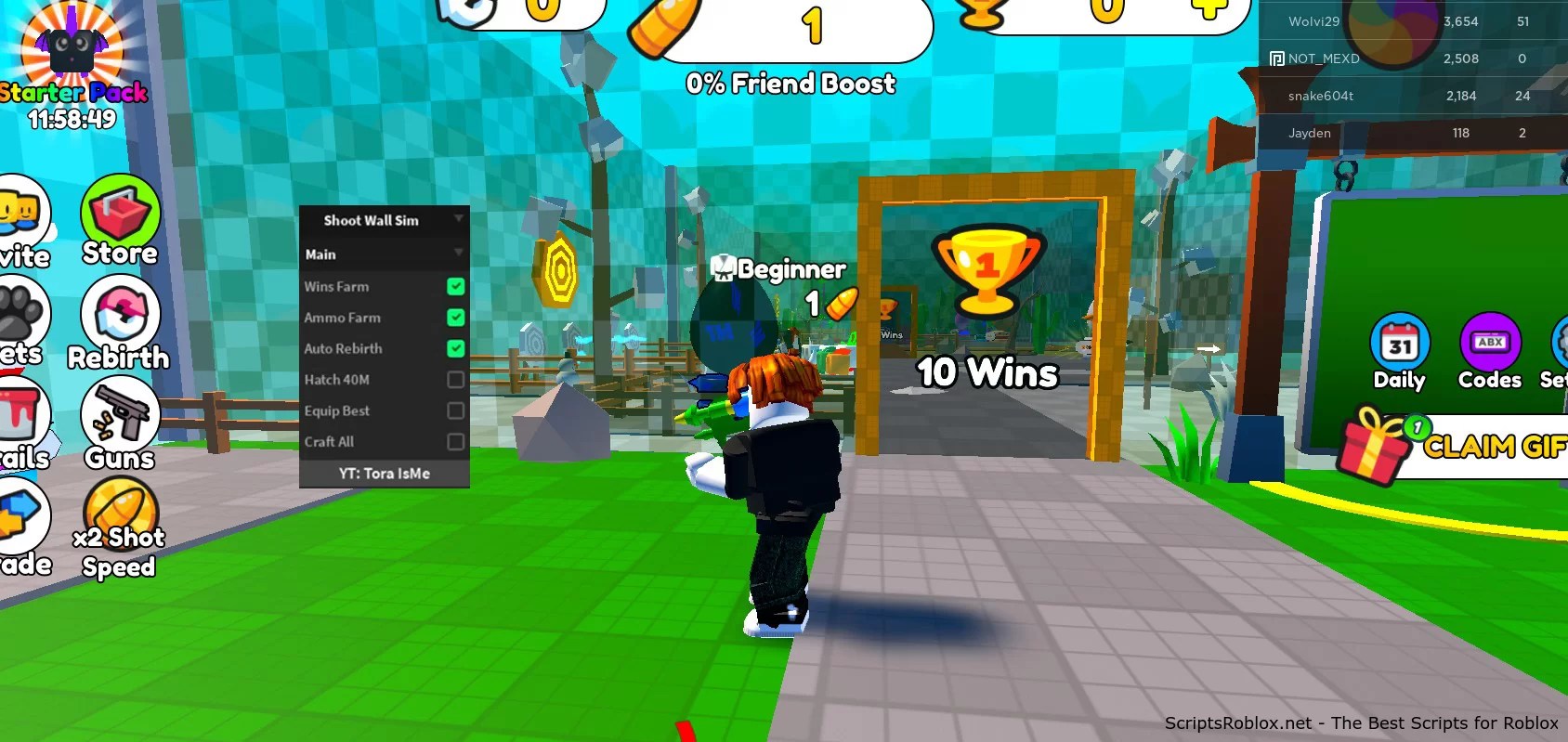 Shoot Wall Simulator Script Wins Farm, Auto Rebirth & More