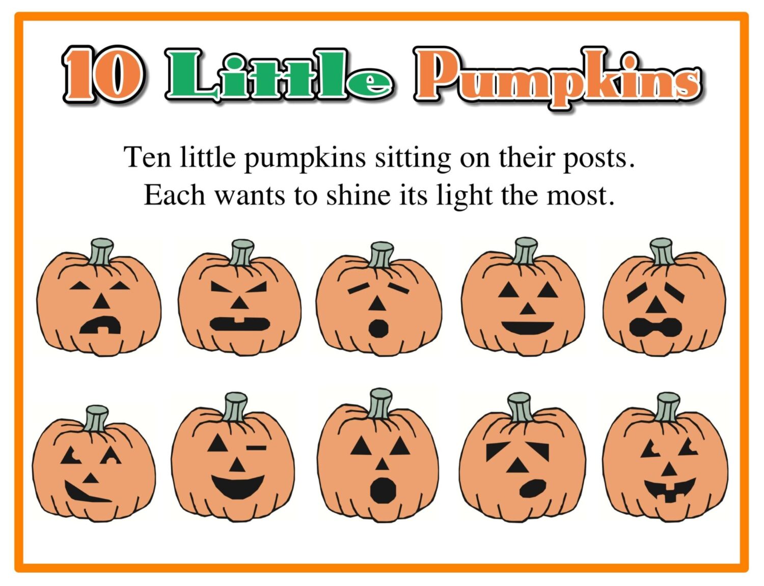 Preschool Bible Lesson for Halloween Ten Little Pumpkins The