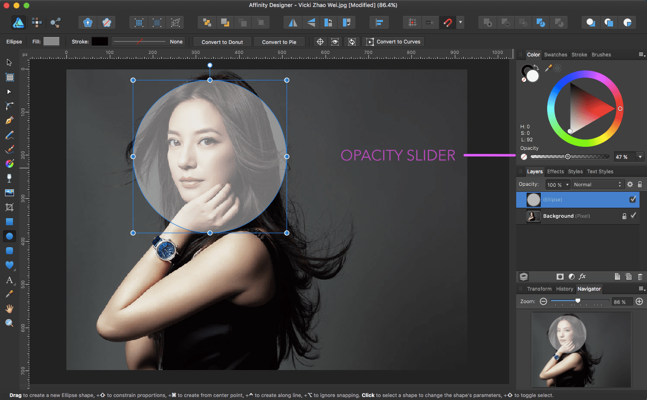 Affinity Designer Crop an Image into a Circle