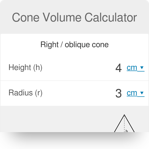 Sortir Et bibliothécaire volume of a cone calculator marre tapis Perth