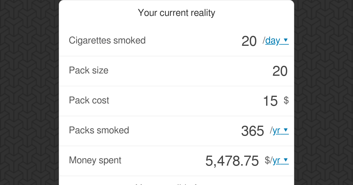 Quit Smoking And Save Calculator Omni