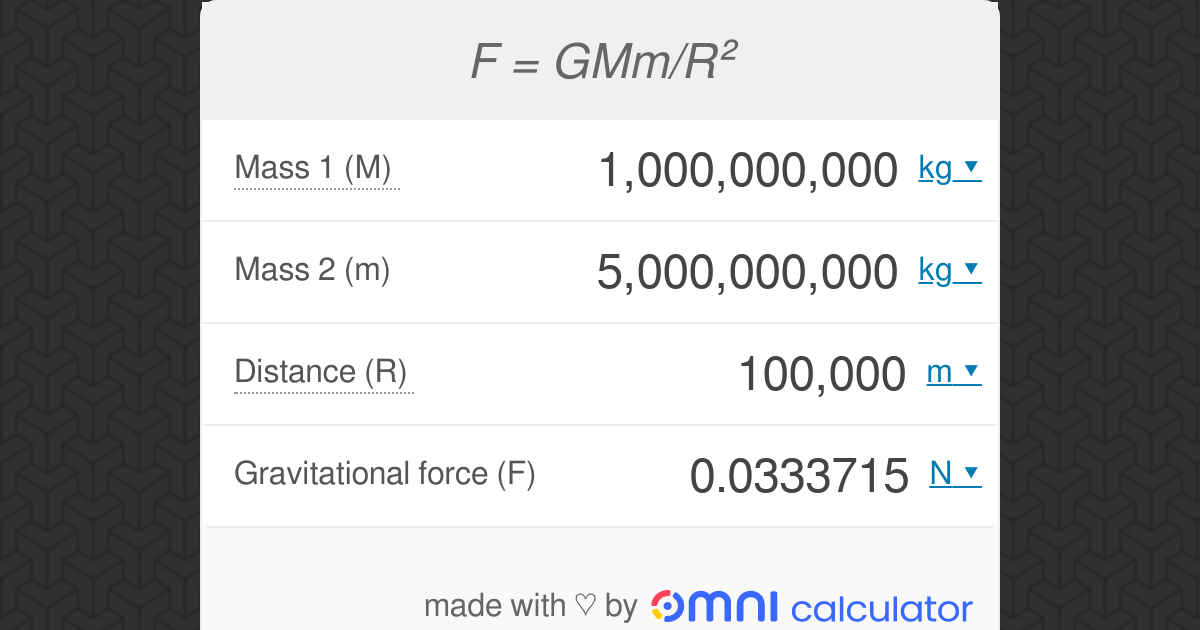 Gravitational Force Calculator Omni