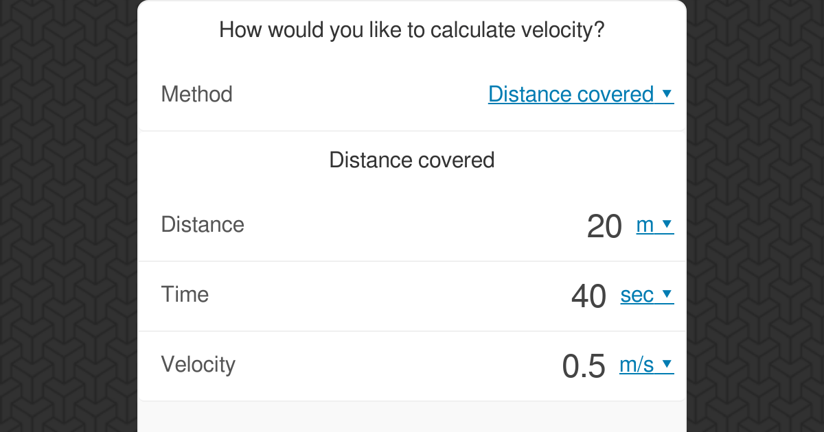 Velocity Calculator Omni