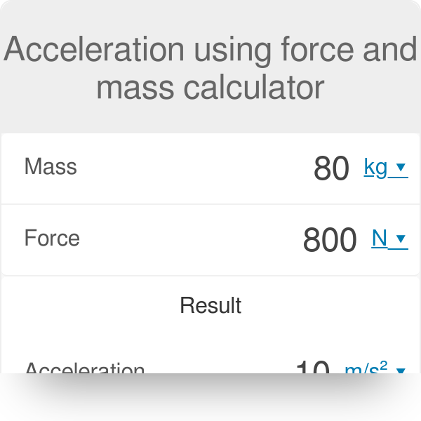 Acceleration Formula With Force And Mass