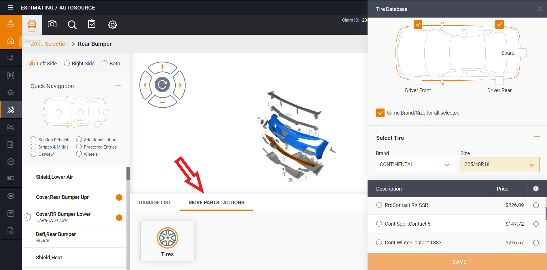 Estimating Tip Audatex Easily adding tires to repair plans Society