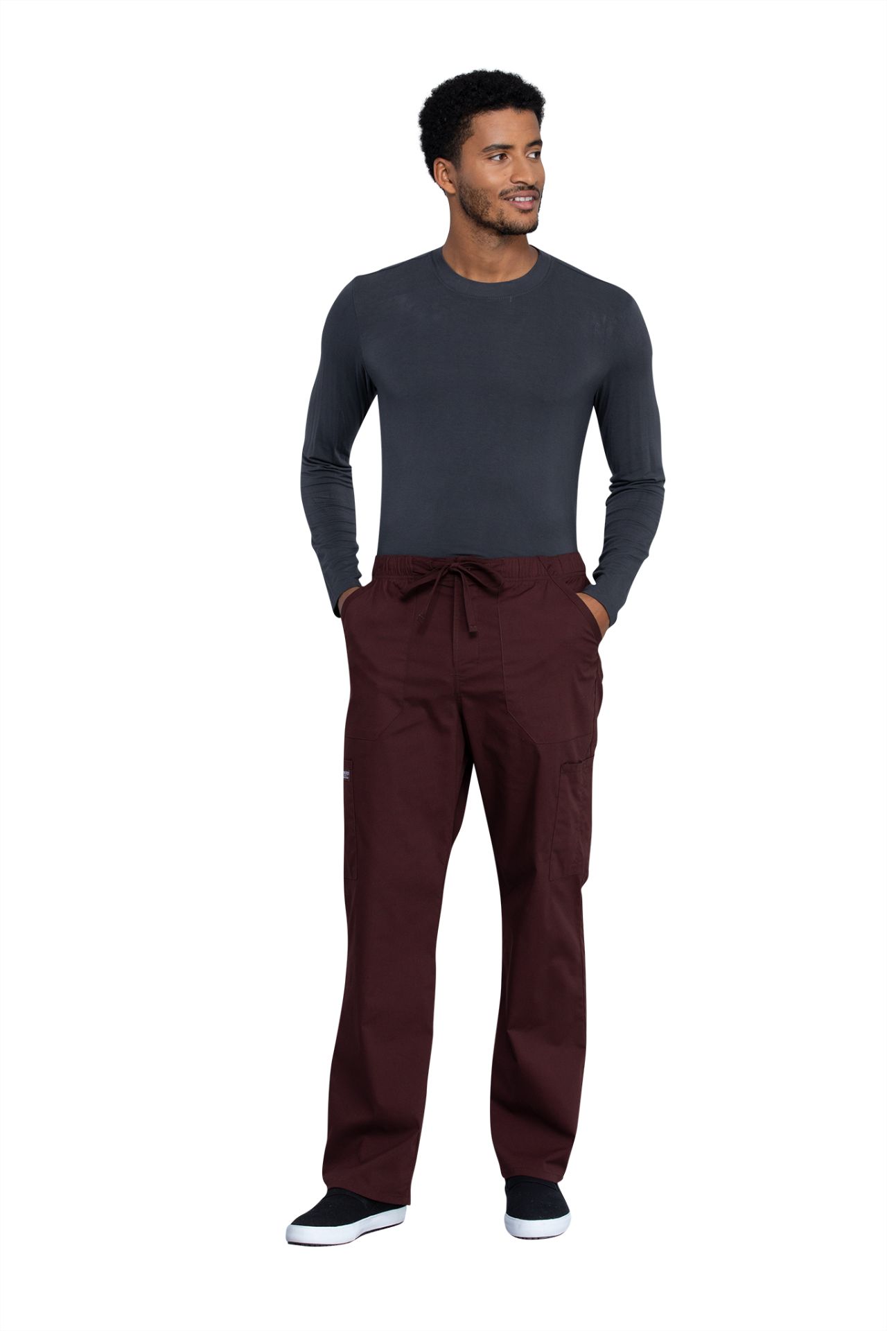 Cherokee Men's Fly Front Cargo Pant, Black XS5X Scrubs 'n Such