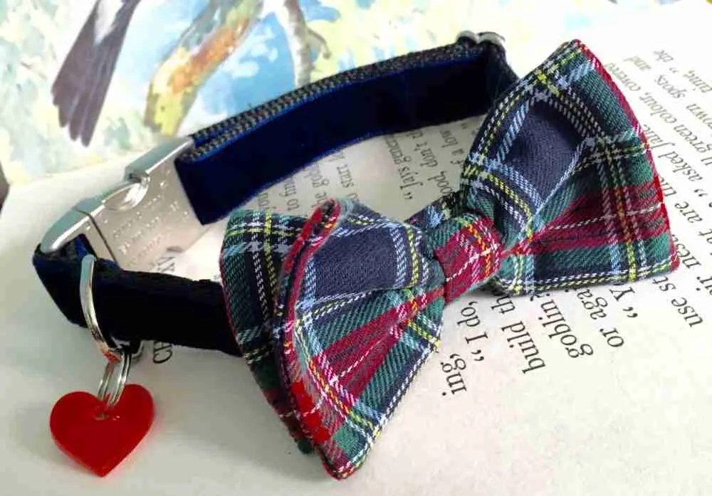 Dougal McHandsome Tartan Bow Tie Dog Collar Scrufts